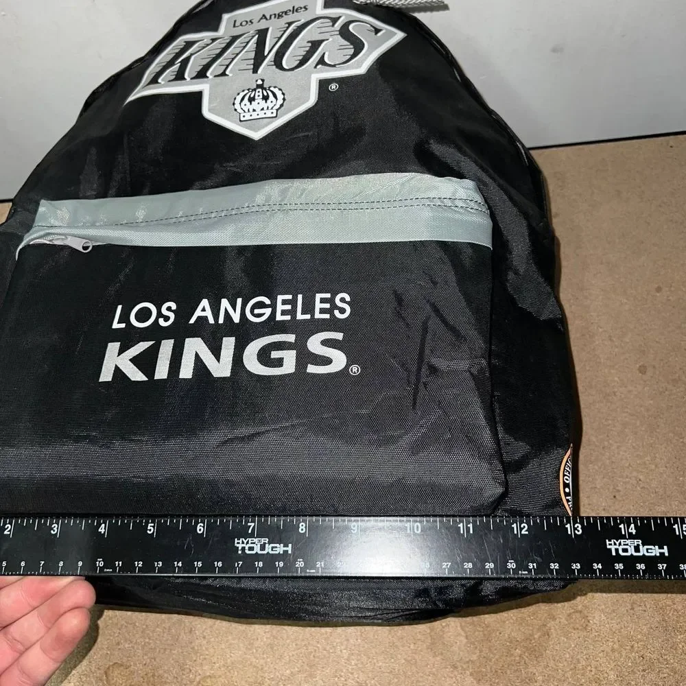 Vintage Los Angeles LA Kings Backpack Bag Black NHL Nasco Lightweight Printed‎